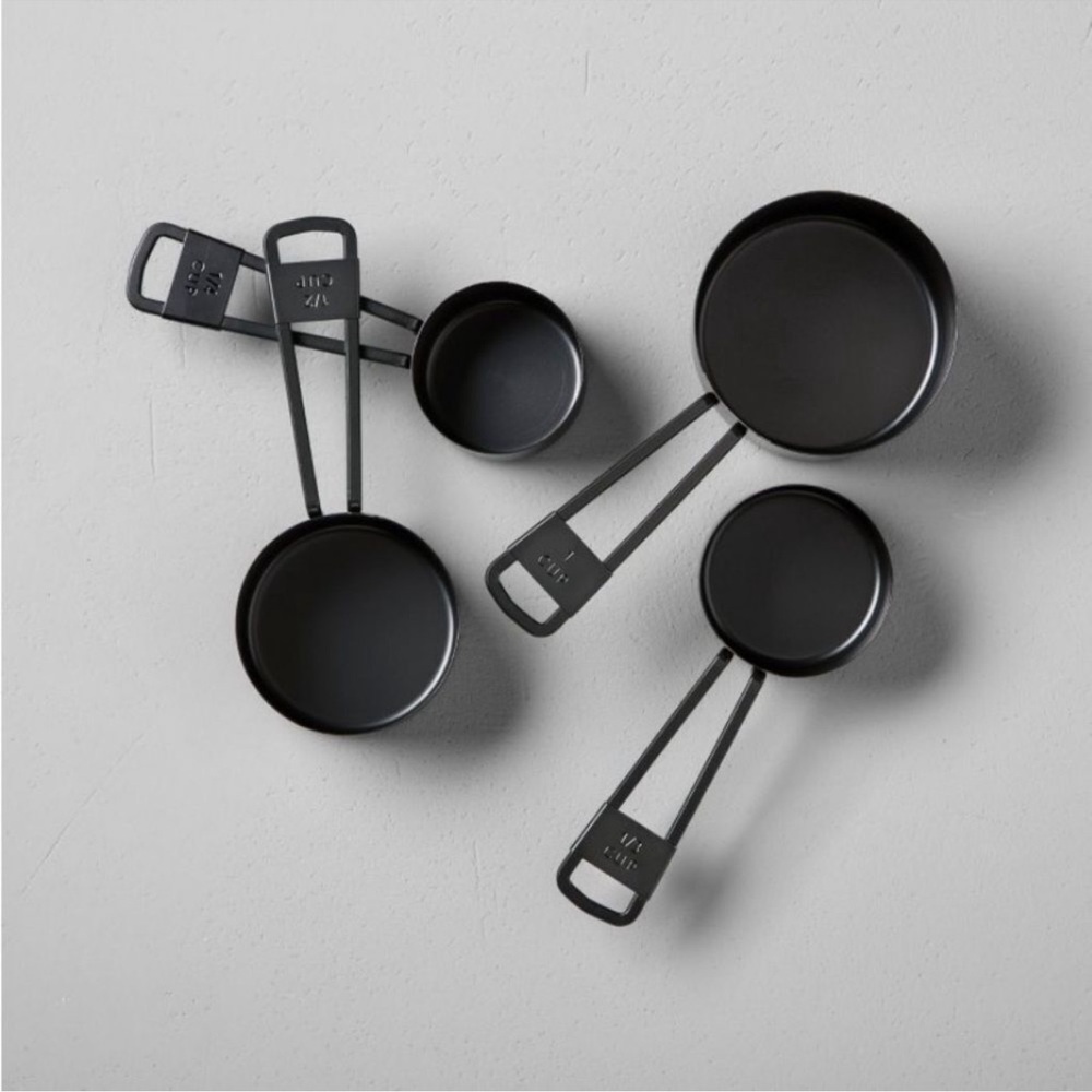 Hearth & Hand Black Measuring Cups with Leather Snap Loop NEW WITH TAGS